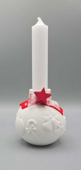 Kugel-Stabkerzenhalter mit Stabkerze - Motiv "Glocken"