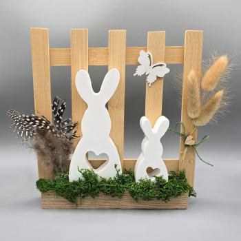 Deko - 2 Hasen am Gartenzaun