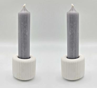 Deko - 2er Set Stabkerzenhalter "geriffelt" mit Stabkerze