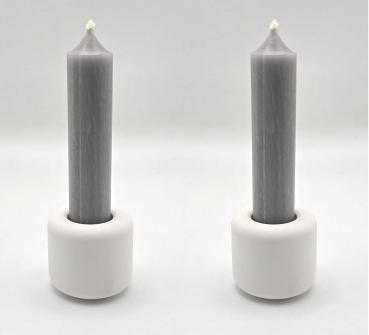 Deko - 2er Set Stabkerzenhalter "glatt" mit Stabkerze