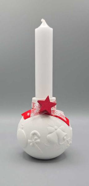 Kugel-Stabkerzenhalter mit Stabkerze - Motiv "Glocken"