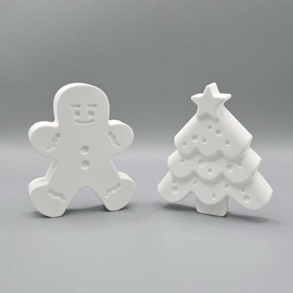 Deko Set Lebkuchenmann und Weihnachtsbaum -  Frontansicht