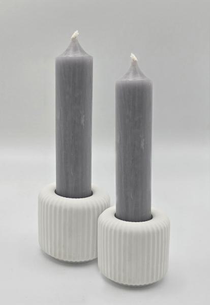 Stabkerzenhalter geriffelt - 2 Stück mit Stabkerzen