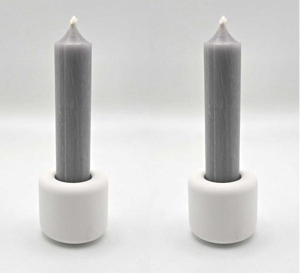 Deko - 2er Set Stabkerzenhalter "glatt" mit Stabkerze